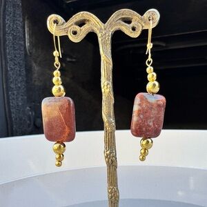 Red Moss Agate Natural Stone Dangle Earrings